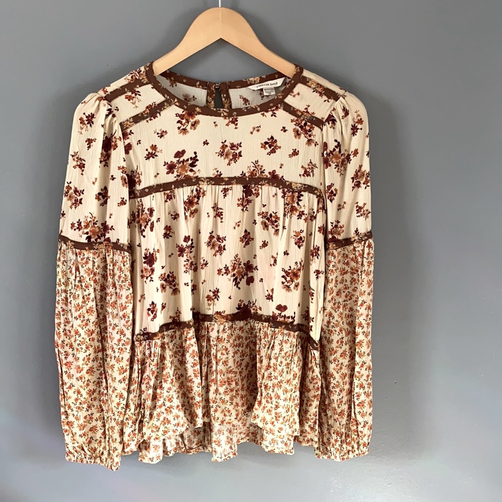 AMERICAN EAGLE FLORAL TUNIC TOP SIZE XS
